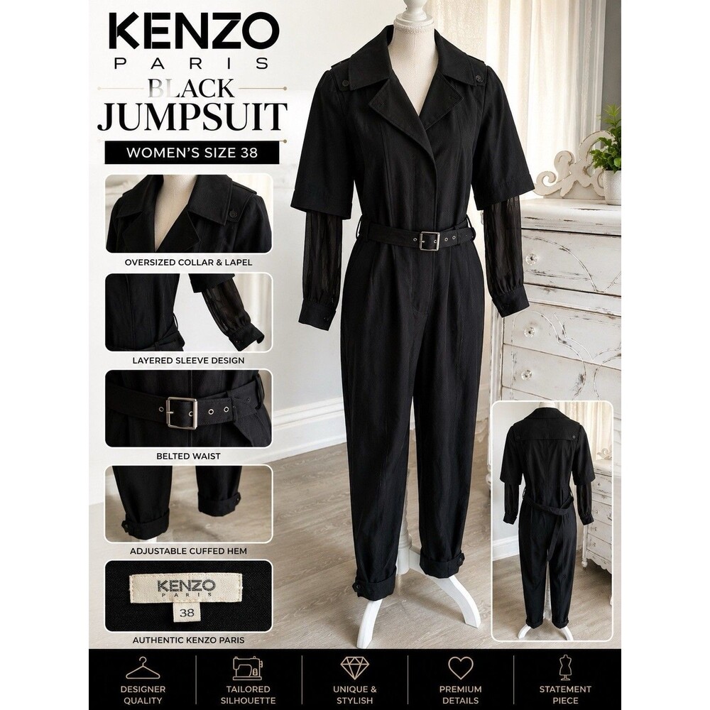 Kenzo Navy Blue Jumpsuit Sz 38 Medium EUC